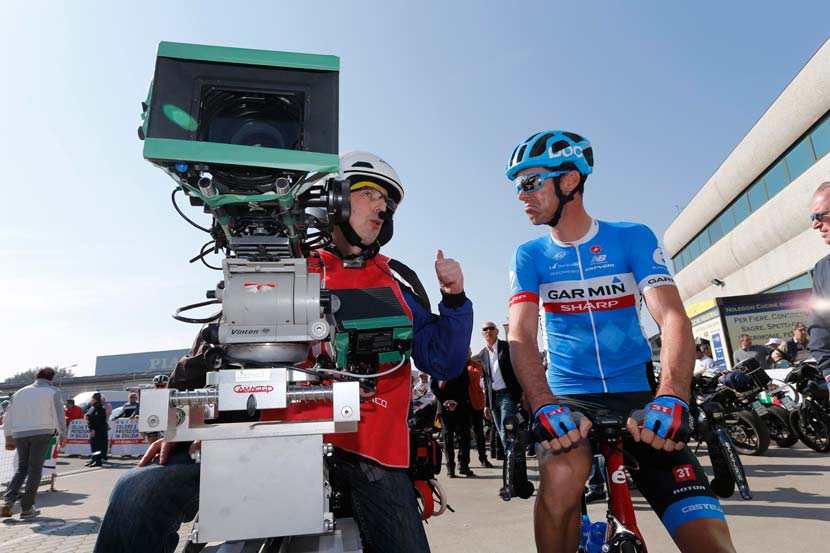 Broadcast quality is all relative. The title sponsor of David Millar's team has recently released a camera of its own. Garmin joins a range of companies that are tapping into the interest customers have in capturing their own cycling action. Photo: Yuzuru Sunada