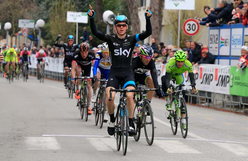 Ben Swift, first in stage one of the Coppi/Bartali Week... his first victory since the 2012 Tour of Poland. Photo: Graham Watson.