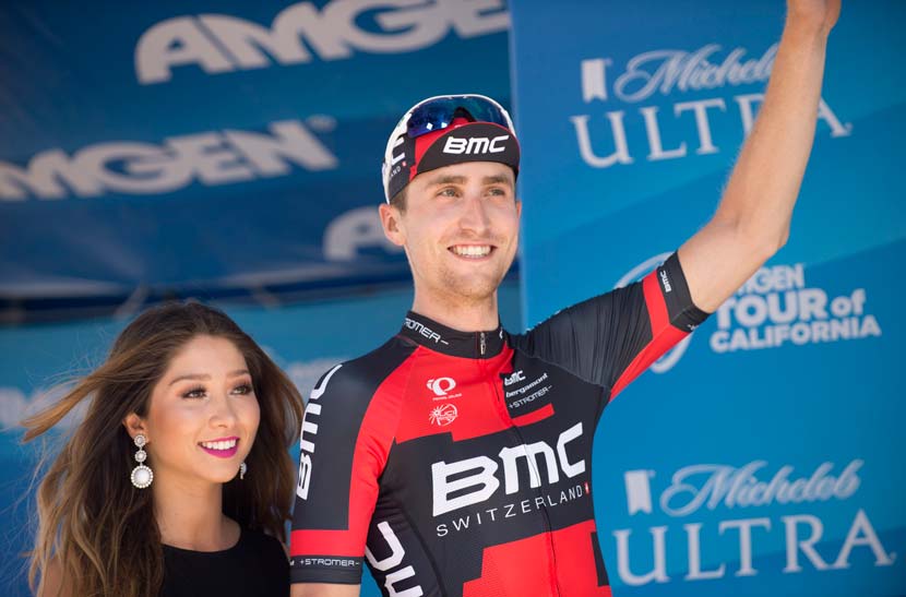Phinney on the podium in the 2014 Tour of California after winning stage five. Photo: Graham Watson