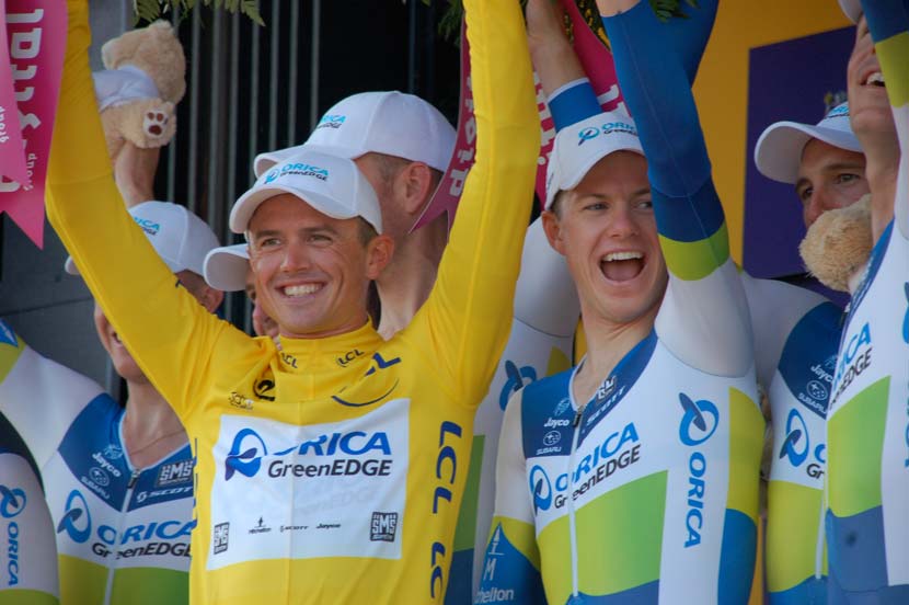 Simon and Simon: Gerrans and Clarke on the podium in Nice. Photo: Rob Arnold