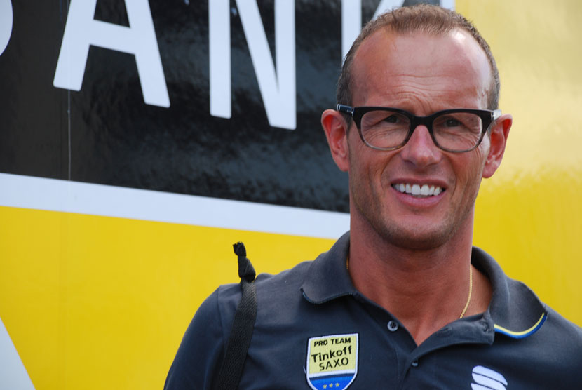 Christophe Desimpelaere outside the Tinkoff-Saxo truck that contains the collection of Specialized bikes used in the Tour de France. Photo: Rob Arnold