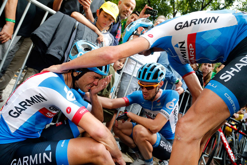 Admiration and consolution: Jack Bauer considers what could have been after he was gobbled up by the peloton in the final few metres of stage 15. Photo: Graham Watson 