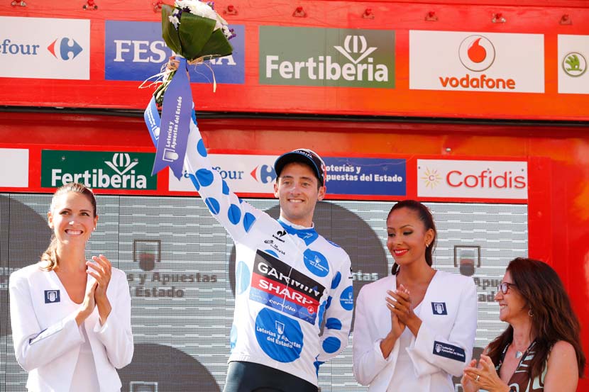 Podium time: Nathan Haas, king of the hill that was at the start of the second stage... Photo: Yuzuru Sunada