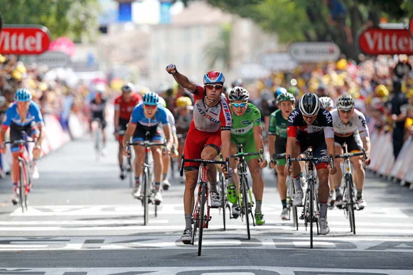 Alexander Kristoff wins his first Tour stage in St-Etienne. Photo: Yuzuru Sunada