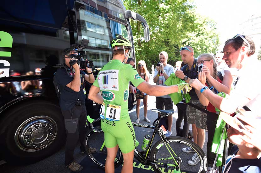 Peter Sagan in his final Tour riding a Cannondale... next year he's off to Tinkoff-Saxo and McEwen believes he'll continue to collect green jerseys. Photo: Yuzuru Sunada