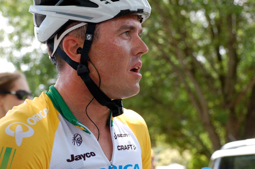 Simon Gerrans after winning stage one of the 2014 Tour Down Under.  Photo: Rob Arnold