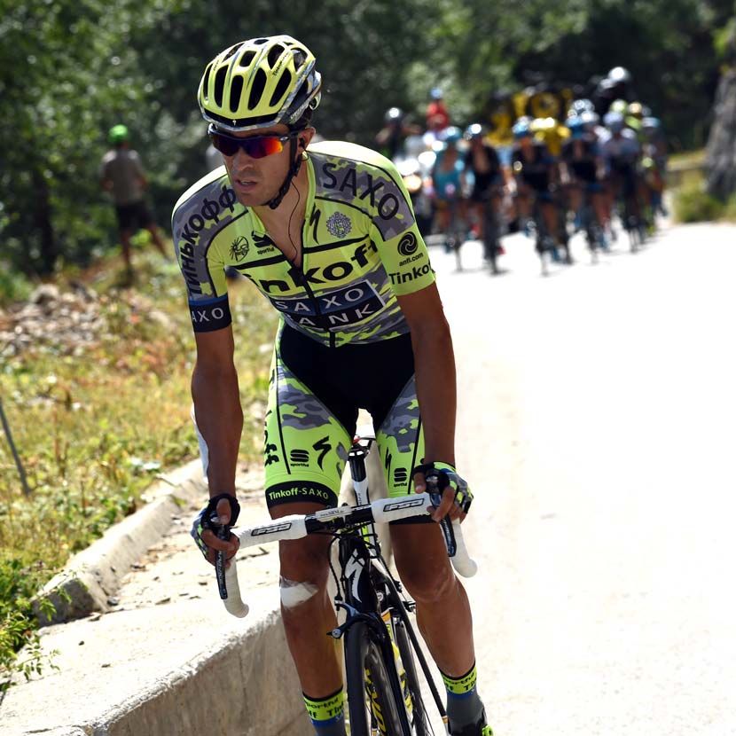 Contador tried an attack in stage 18... but he remains well behind a place on the podium. Photo: Graham Watson