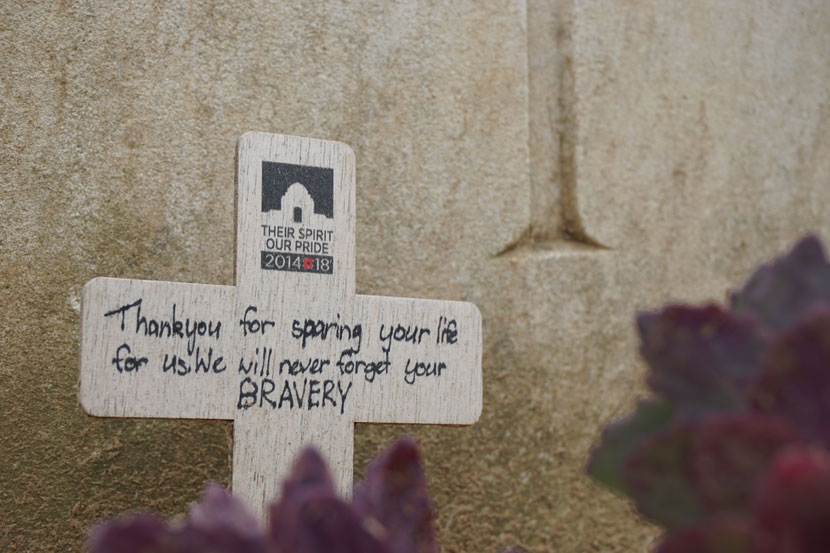 One of many messages on one of many graves at the Australian War Memorial. Photo: Rob Arnold
