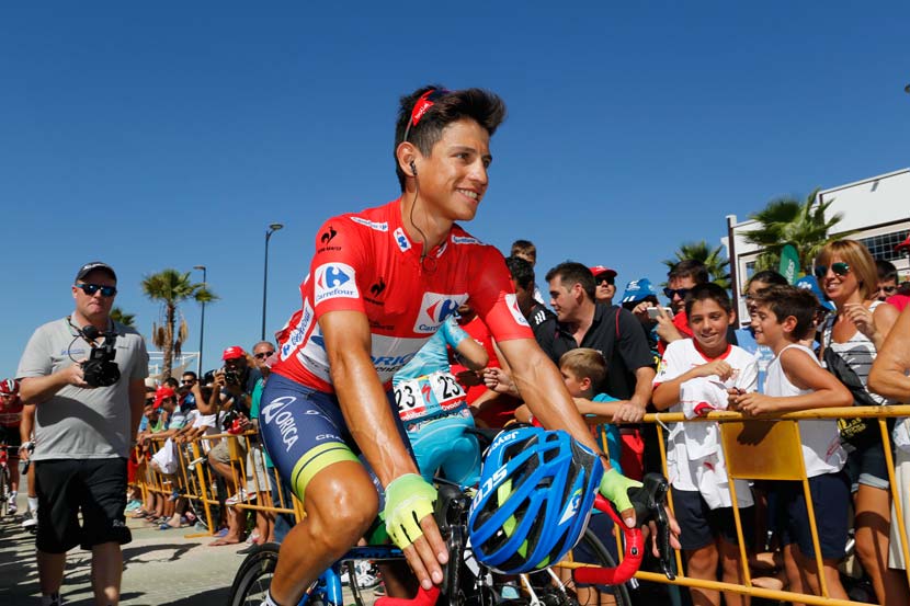Estaban Chaves has won two of six stages of the 2015 Vuelta and worn the red leader's jersey for four days already... Photo: Yuzuru Sunada
