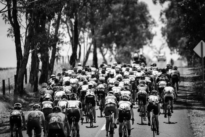 The peloton at Mount Torrens...
