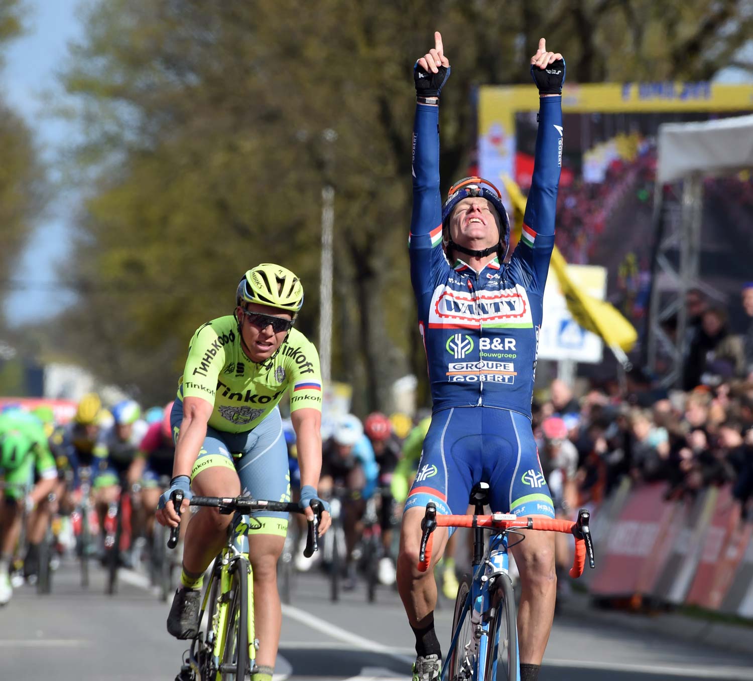 Enrico Gasparotto delivers the win that Wanty-Groupe Gobert so desperately needed. This was one for Antoine! Photo: Graham Watson