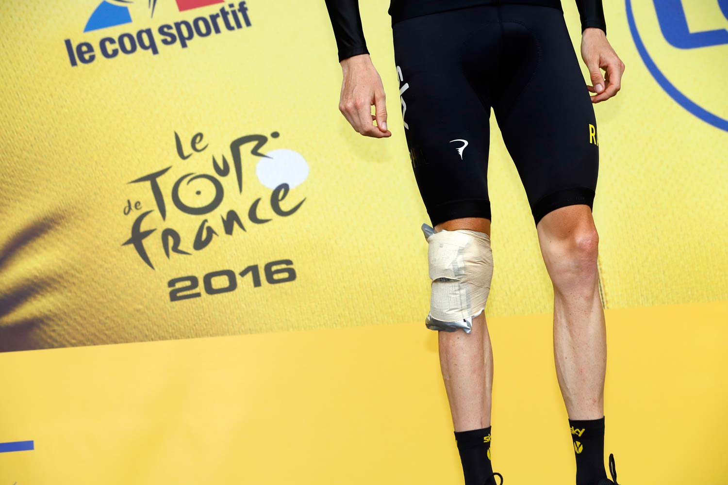 Wounded but walking... Chris Froome had a scare with a crash in stage 19 but he retains a solid lead on GC. Photo: Graham Watson