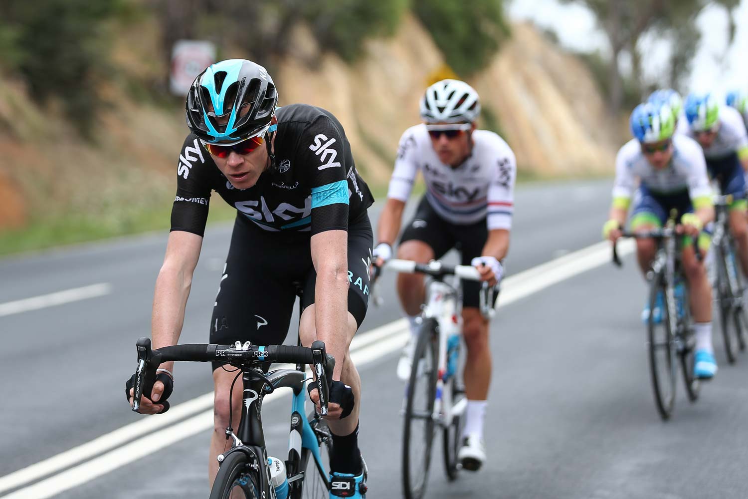 Froome was on the attack early in the 2016 Jayco-Herald Sun Tour. His team-mate Peter Kennaugh took the yellow jersey early in the stage race but Froome claimed the title with a stage win at Arthurs Seat in the final stage. Photo: Con Chronis