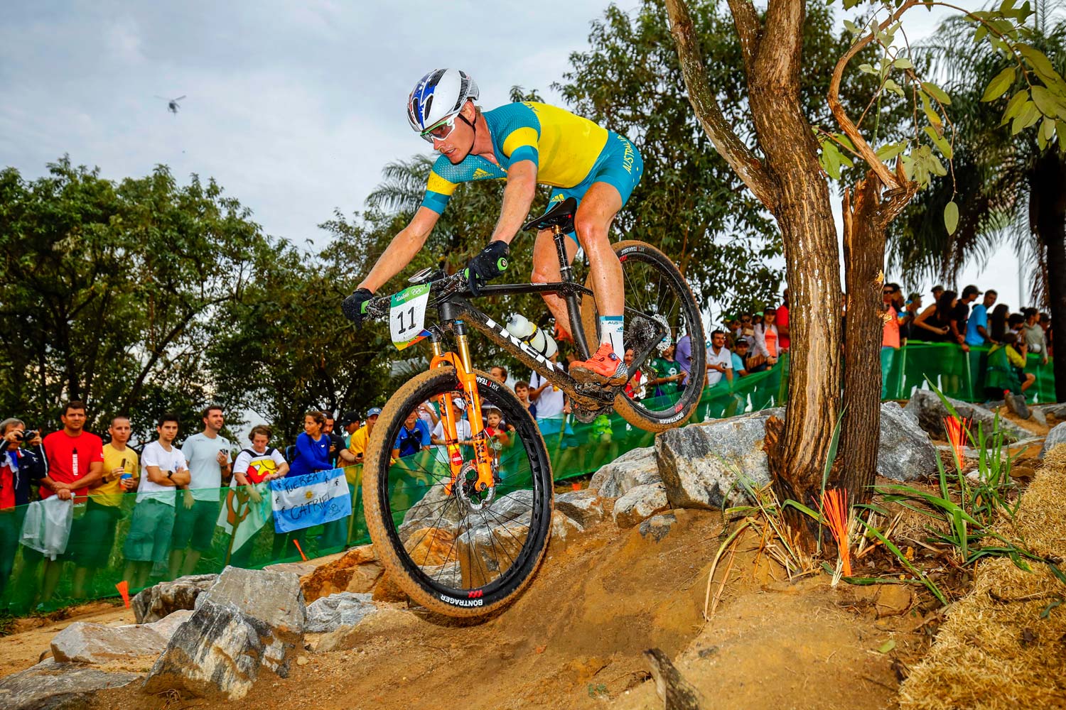 Dan McConnell in the national colours in the cross-country race at the Rio Olympics. Photo: Graham Watson